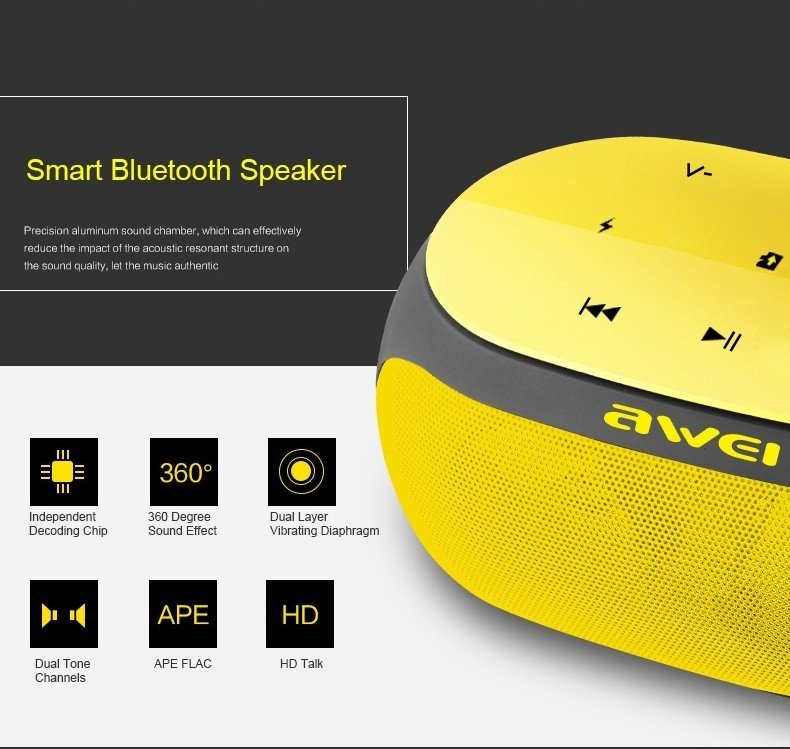 Original Awei Y200 HiFi Wireless Speaker Bluetooth - yellow