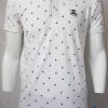 White With Dark Pattern Over All Design Polo T Shirt