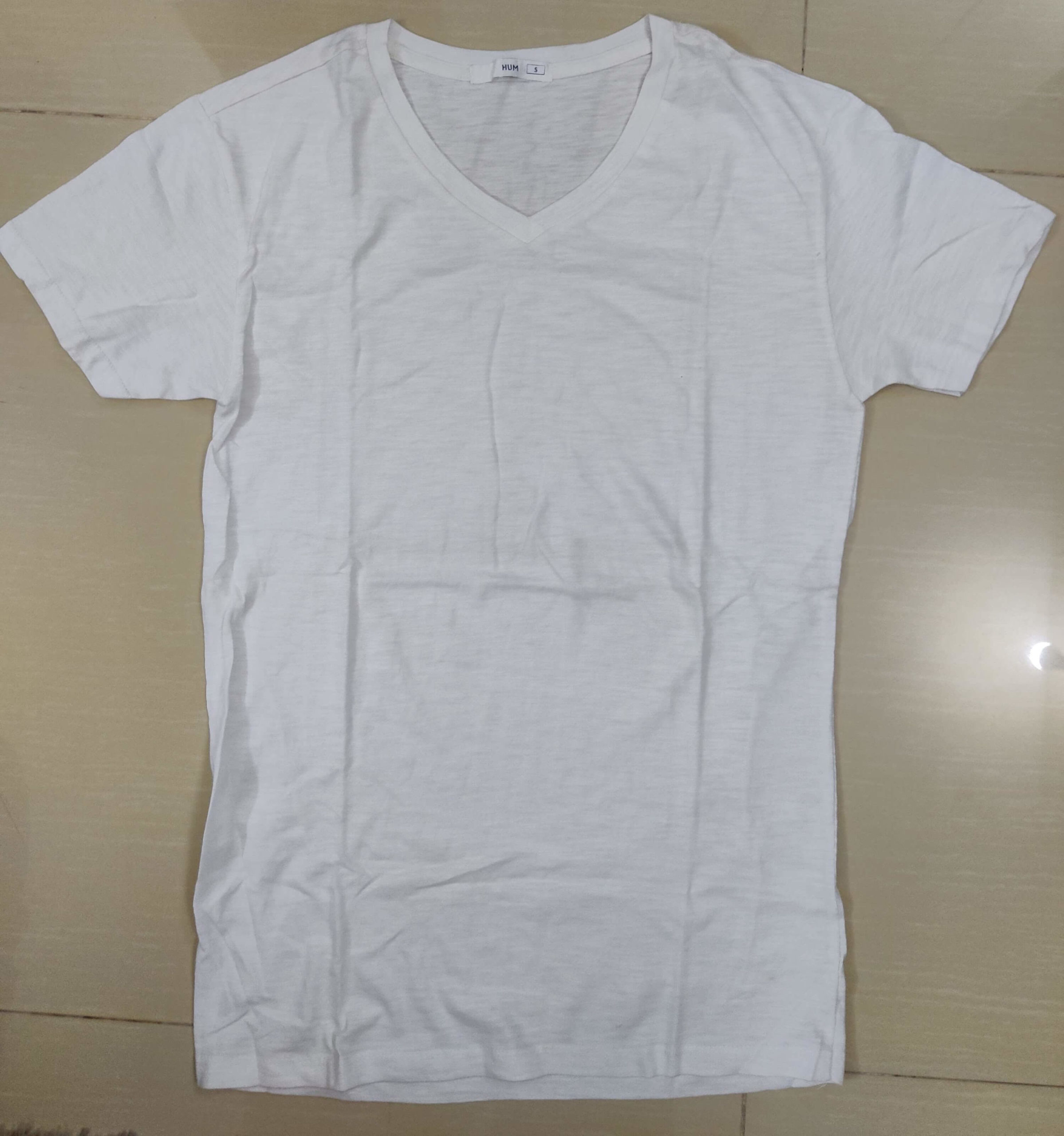 Solid White Slight V-Neck T-Shirt