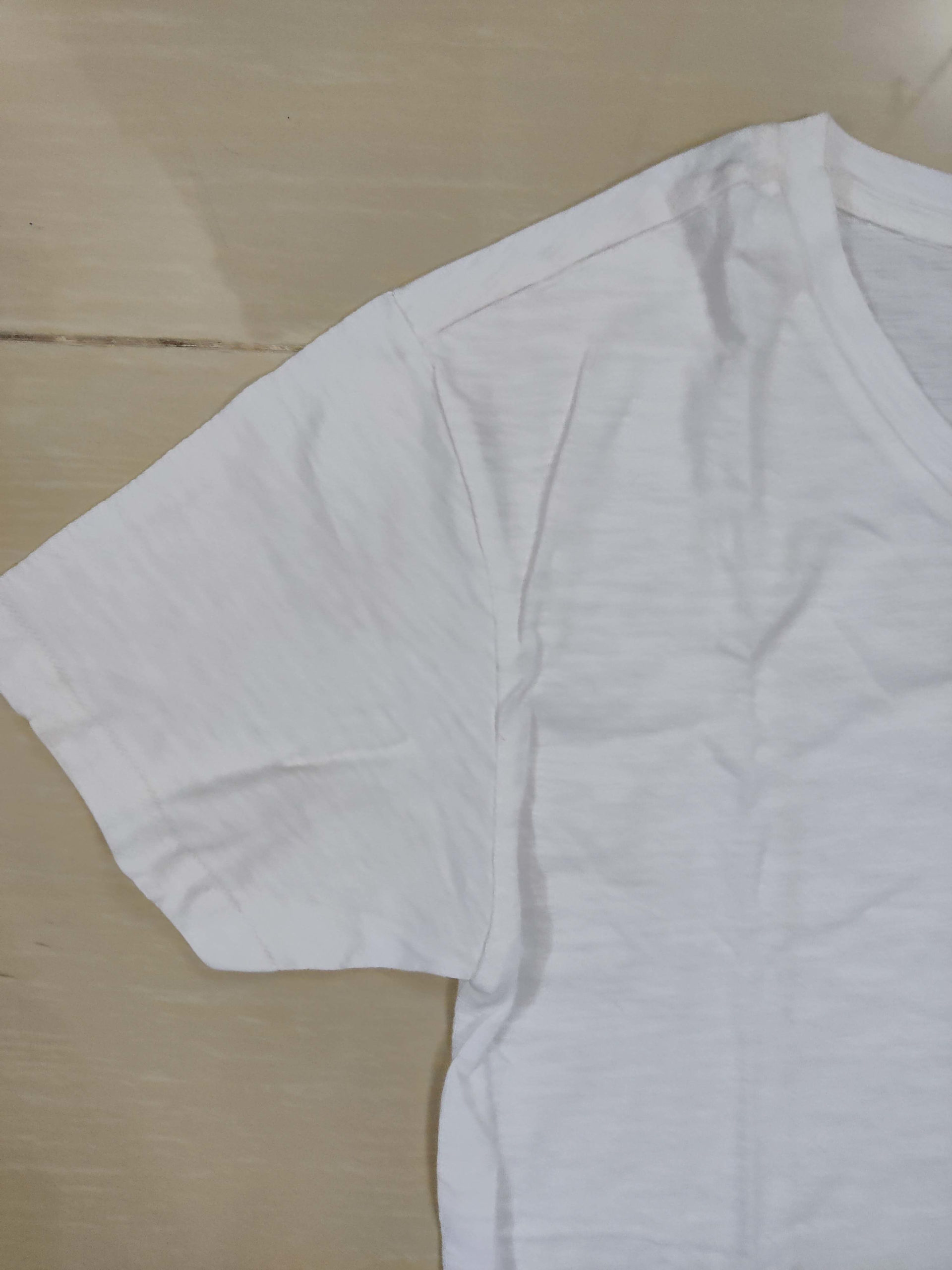 Solid White Slight V-Neck T-Shirt