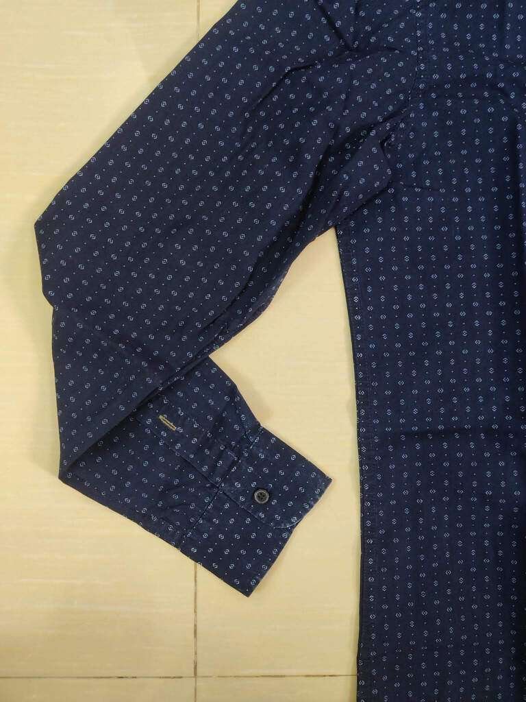 Navy Blue All Over Printed Full Sleeve Shirt Navy Blue All Over Printed Full Sleeve Shirt