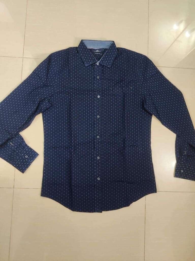 Navy Blue All Over Printed Full Sleeve Shirt Navy Blue All Over Printed Full Sleeve Shirt