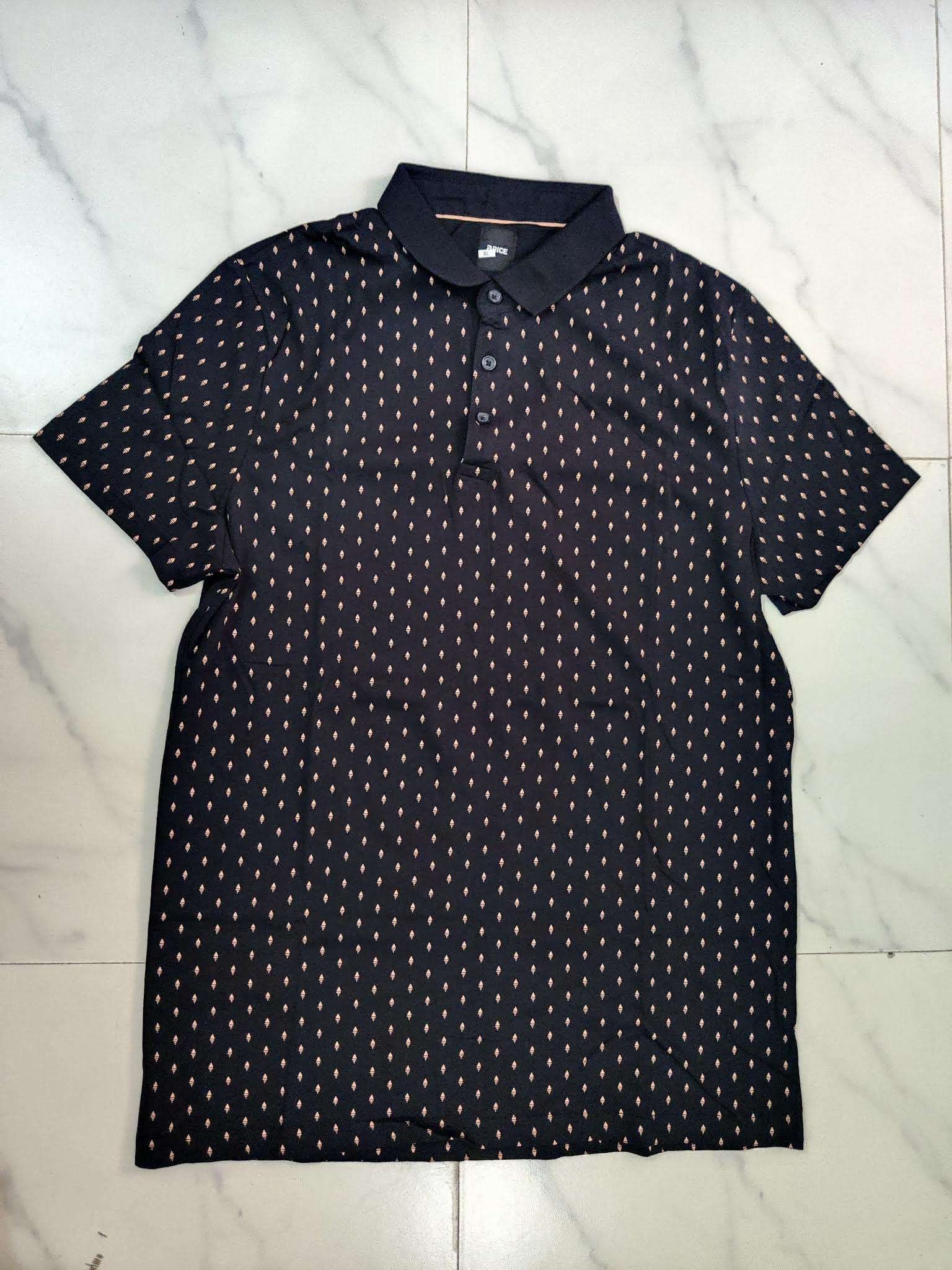 Black With Light Dots Over All Design Polo T Shirt Black With Light Dots Over All Design Polo T Shirt