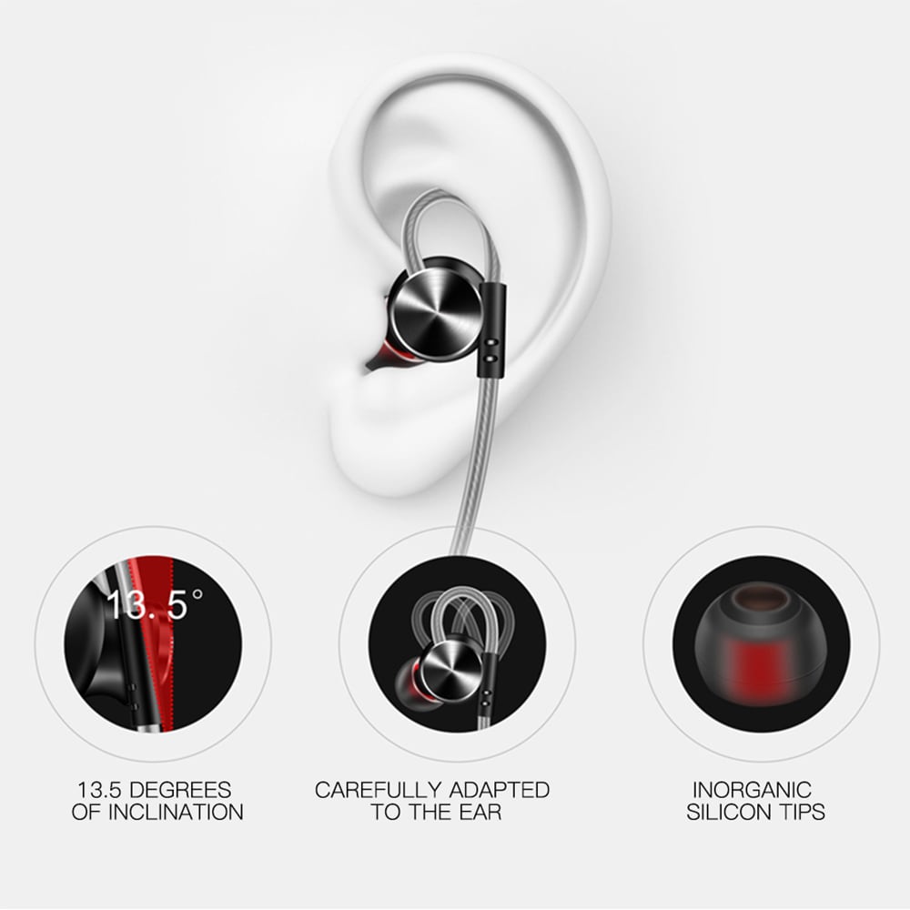 QKZ DM10 In-ear Earphones Dual Driver Extra Bass Stereo Earbuds with HD Mic and In-line Control- Black