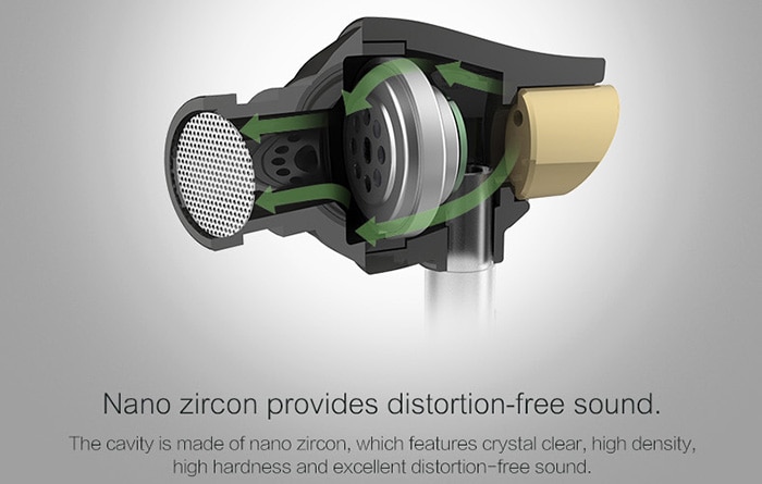 Rock Zircon Stereo Earphone with Mic Nano Material 3.5mm Audio Input HD Tone - Black