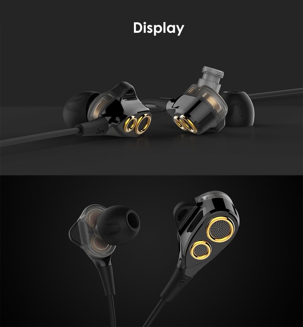 UIISII T8 In-ear Shocking Bass Earphones with Mic- Red