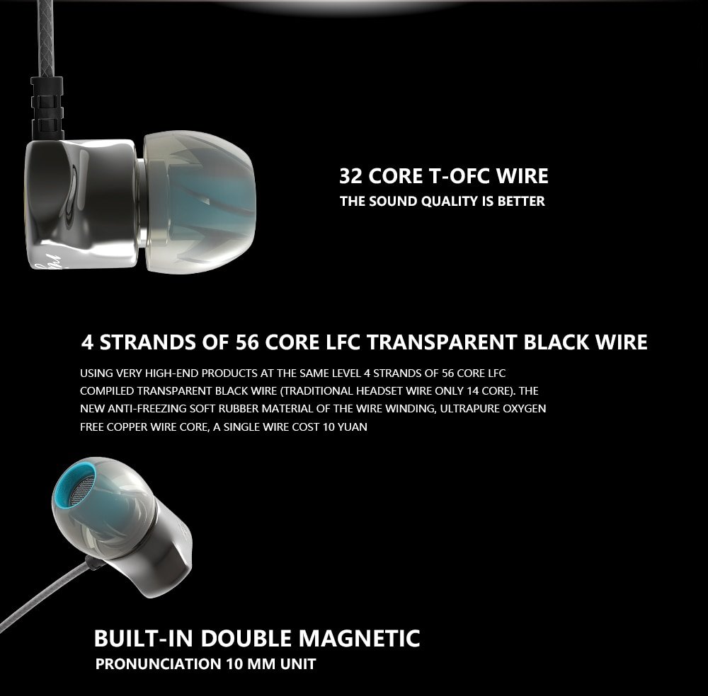 Original QKZ DM7 Zinc Alloy In Ear Earphone - Black Original QKZ DM7 Zinc Alloy In Ear Earphone - Black