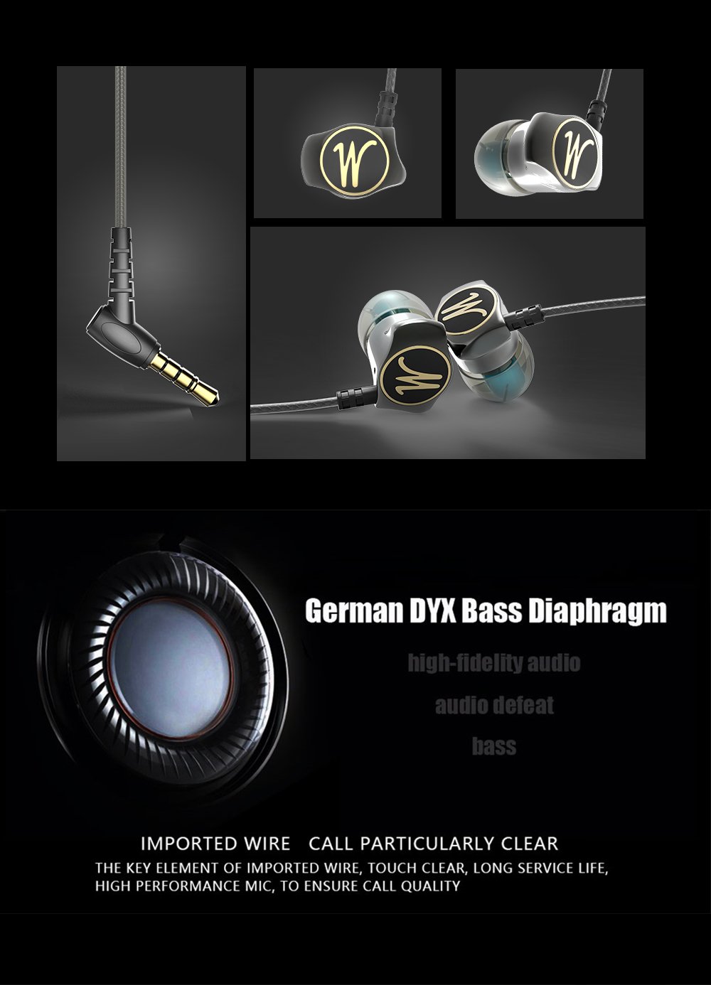 Original QKZ DM7 Zinc Alloy In Ear Earphone - Black Original QKZ DM7 Zinc Alloy In Ear Earphone - Black