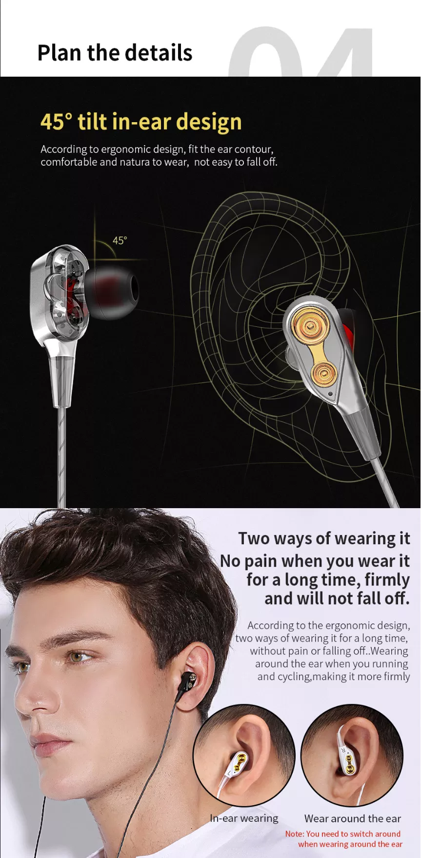 Original QKZ CK8 Wired Dual Moving Coil Heavy Bass Stereo In-ear Earphone with Microphone Line Control
