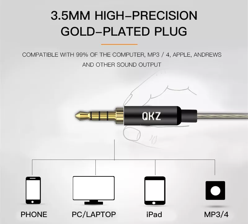 [Dual Dynamic Driver] QKZ DM8 Wired Control In-ear Heavy Bass Earphone With Mic 3.5mm Plug