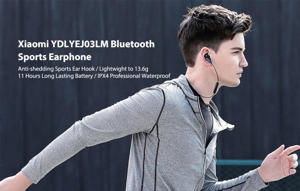 Xiaomi YDLYEJ03LM IPX4 Waterproof In-ear Sports Earphone Bluetooth Earbuds with Line Control Microphone Youth Edition- Black Xiaomi YDLYEJ03LM IPX4 Waterproof In-ear Sports Earphone Bluetooth Earbuds with Line Control Microphone Youth Edition- Black
