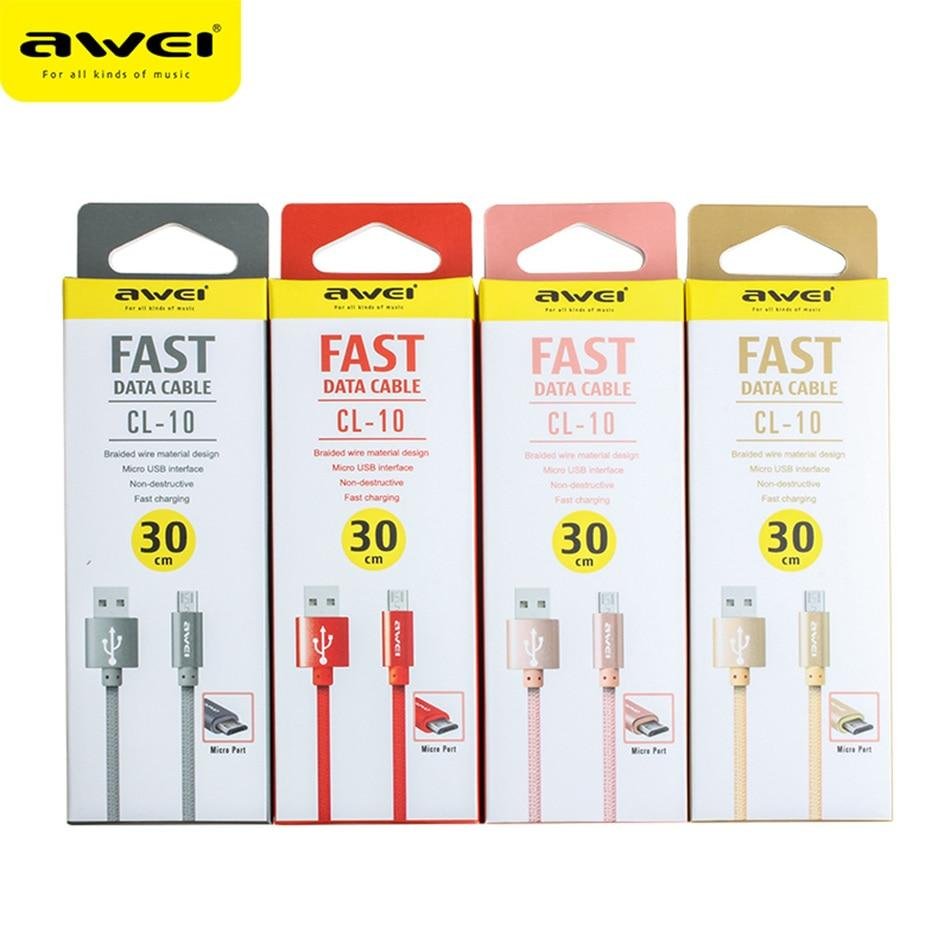 Original Awei CL 10 Micro USB Data Cable For Android with Fast Charging aeProduct.getSubject ()