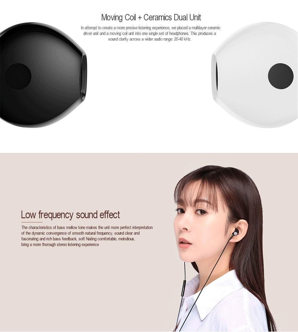 Mi Original Half In-ear Dual-unit Driver Earphones with Mic - Black Xiaomi Half In-ear Dual-unit Driver Earphones with Mic - Black