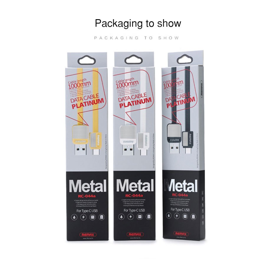 Original Remax RC-044a Metal Platinum Type-C USB Data Cable - black Original Remax RC-044a Metal Platinum Type-C USB Data Cable - black