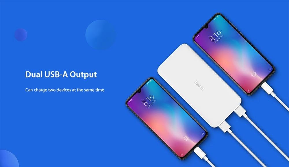 Xiaomi PB100LZM Redmi Power Bank 10000mAh Dual Input / Output Ports / 18W Charging Standard Version- White Xiaomi PB100LZM Redmi Power Bank 10000mAh Dual Input / Output Ports / 18W Charging Standard Version- White