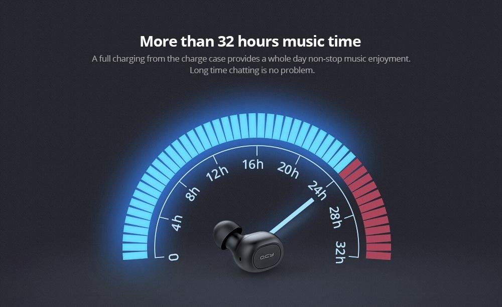 QCY T2C / T1S TWS Bluetooth Earphones Binaural Wireless Stereo Earbuds with Mic and Charging Dock- Black QCY T2C / T1S TWS Bluetooth Earphones Binaural Wireless Stereo Earbuds with Mic and Charging Dock- Black