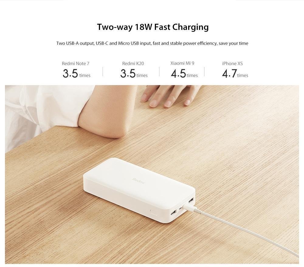 Xiaomi PB200LZM Redmi Power Bank 20000mAh Dual Input / Output Ports / 18W Charging Fast Charge Version- White Xiaomi PB200LZM Redmi Power Bank 20000mAh Dual Input / Output Ports / 18W Charging Fast Charge Version- White