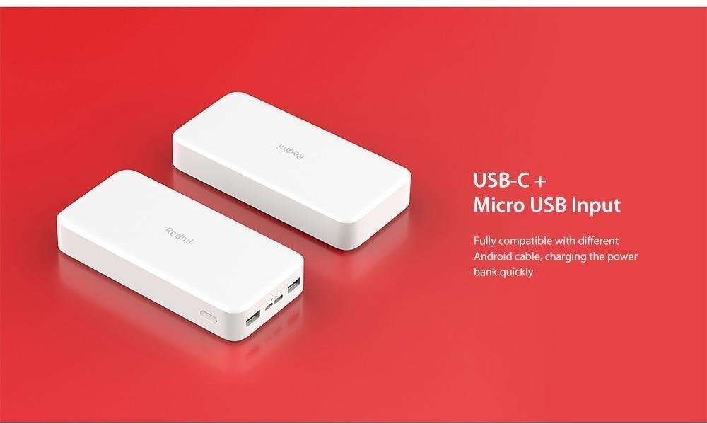 Xiaomi PB200LZM Redmi Power Bank 20000mAh Dual Input / Output Ports / 18W Charging Fast Charge Version- White Xiaomi PB200LZM Redmi Power Bank 20000mAh Dual Input / Output Ports / 18W Charging Fast Charge Version- White