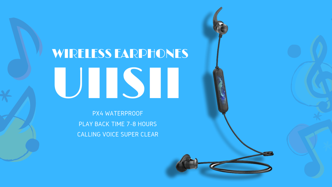 Original UiiSii B6 Waterproof Sports Bluetooth Wireless Earphone - black Original UiiSii B6 Waterproof Sports Bluetooth Wireless Earphone - black