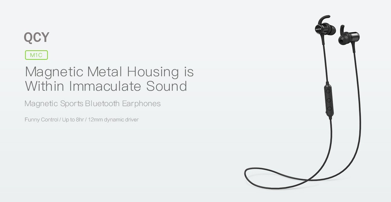 QCY M1C Bluetooth Earphones Wireless Magnetic Buds- Black QCY M1C Bluetooth Earphones Wireless Magnetic Buds- Black