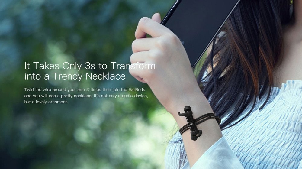 QCY M1C Bluetooth Earphones Wireless Magnetic Buds- Black