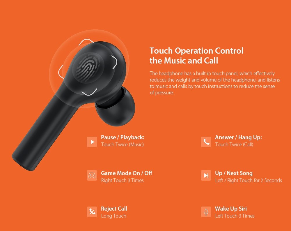 QCY T5 Bluetooth 5.0 Binaural In-ear Earphones Wireless Charging Earbuds with Mic and Charging Dock- Black