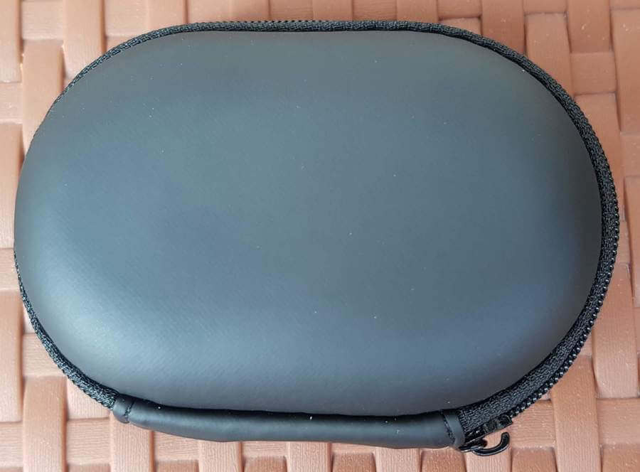 Semi hard rubber Earphone Pouch with zipper storage case Oval shape- black