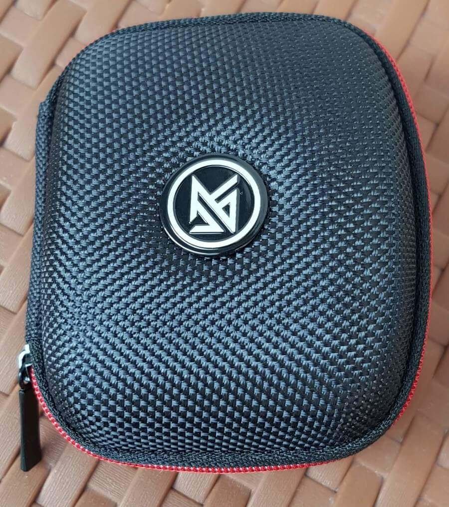 Semi hard rubber nylon Earphone Pouch with zipper storage case almost square shape- black and red Semi hard rubber nylon Earphone Pouch with zipper storage case almost square shape- black and red