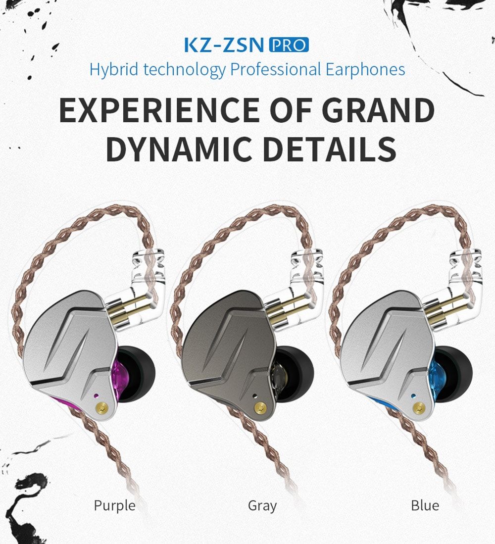 Original KZ ZSN pro Quad-core Moving Double Circle Headphones - purple