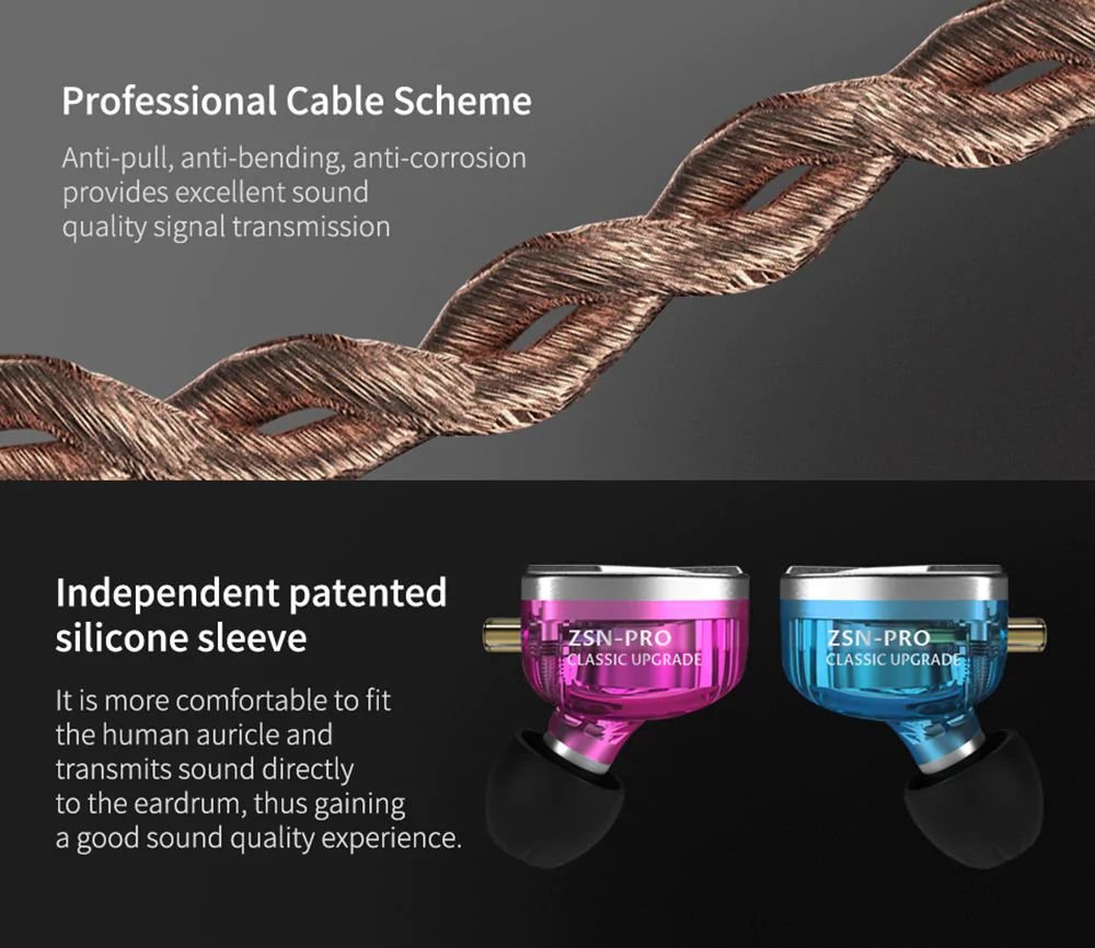 Original KZ ZSN pro Quad-core Moving Double Circle Headphones - grey Original KZ ZSN pro Quad-core Moving Double Circle Headphones - grey