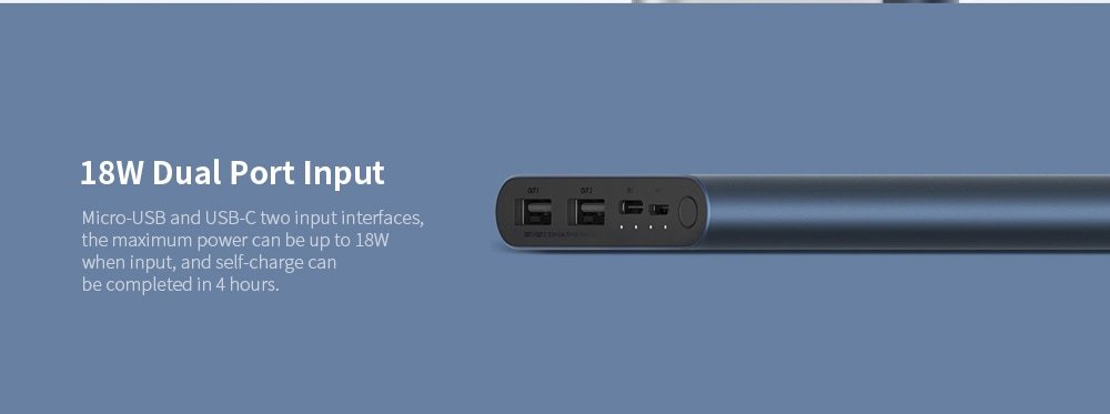 Original Xiaomi PLM13ZM 10000mAh Power Bank 3- Silk Blue