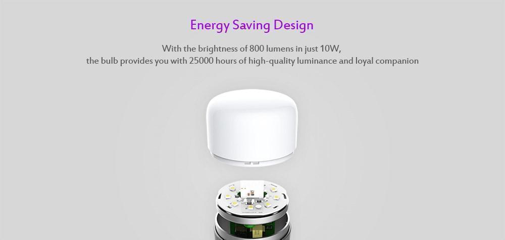 YEELIGHT 10W RGB E27 Wireless WiFi Control Smart Light Bulb - White 1PCS