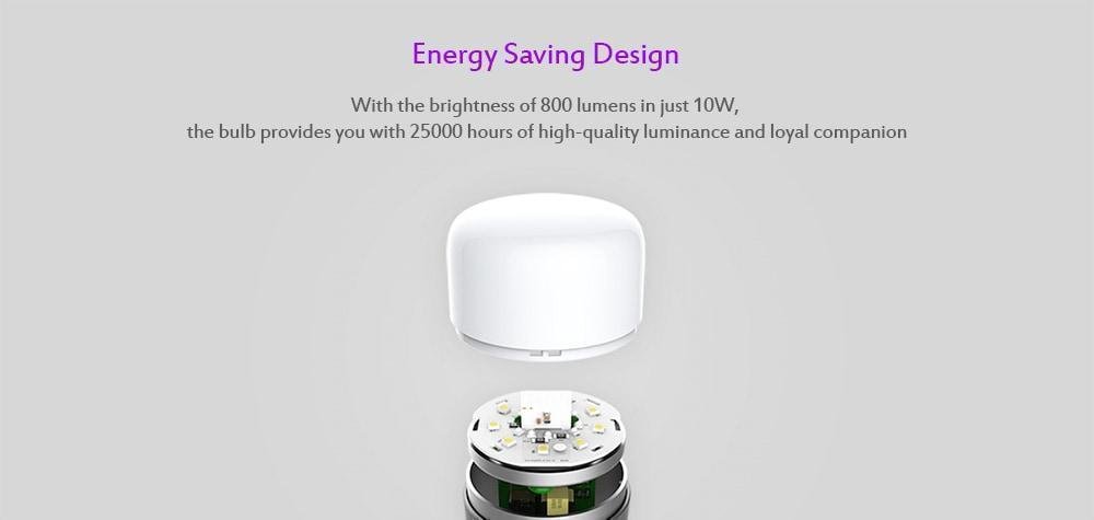 YEELIGHT 10W RGB E27 Wireless WiFi Control Smart Light Bulb - White 1PCS YEELIGHT 10W RGB E27 Wireless WiFi Control Smart Light Bulb - White 1PCS