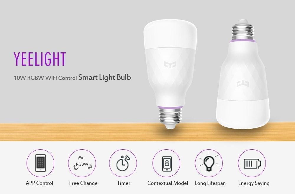 YEELIGHT 10W RGB E27 Wireless WiFi Control Smart Light Bulb - White 1PCS YEELIGHT 10W RGB E27 Wireless WiFi Control Smart Light Bulb - White 1PCS