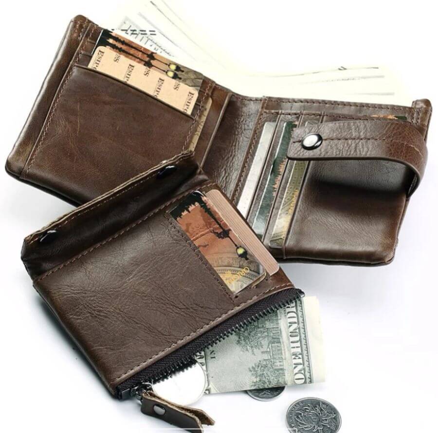 Premium type Leather Wallet with zipper Money bag - coffee color | Buy ...