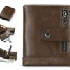 Premium type Leather Wallet with zipper Money bag - coffee color