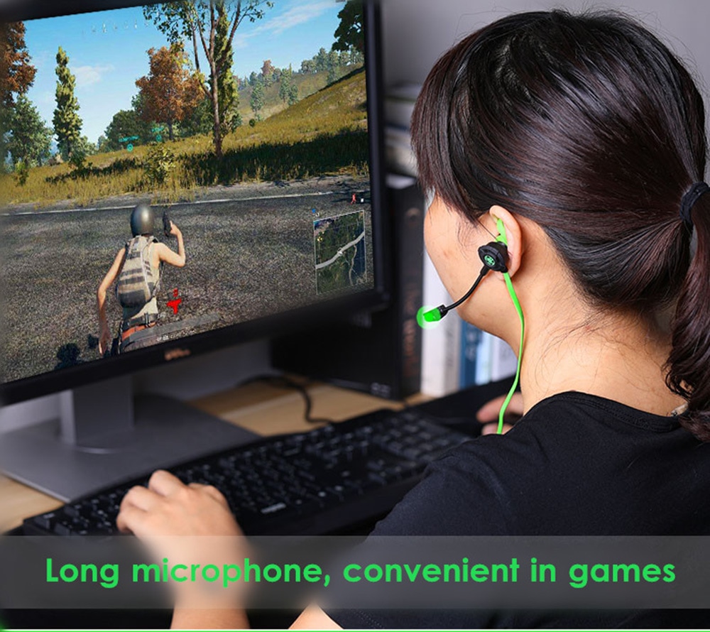 Plextone G30 Game Earphone Noise Cancelling Wired Control Earbuds with Mic for Phone Computer- Green