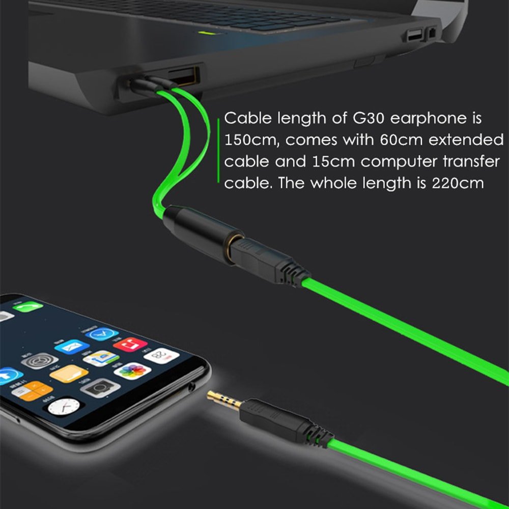 Plextone G30 Game Earphone Noise Cancelling Wired Control Earbuds with Mic for Phone Computer- Green