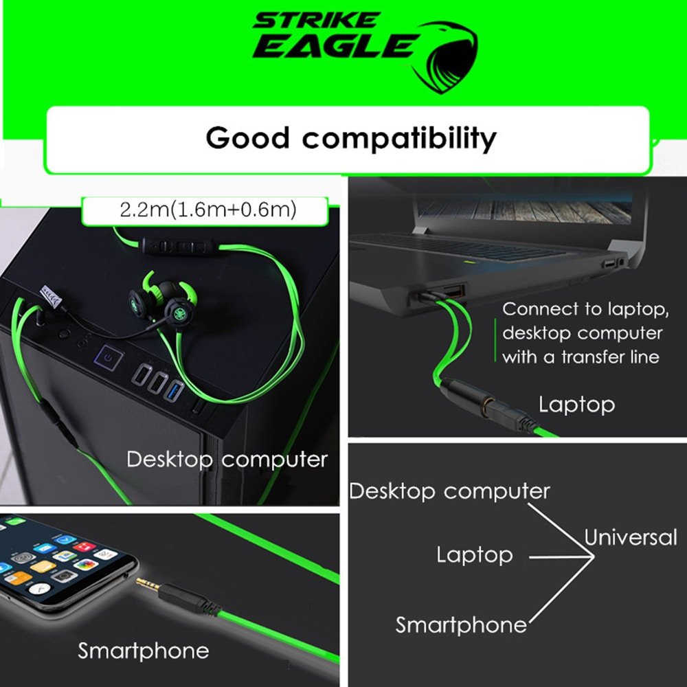 Plextone G30 Game Earphone Noise Cancelling Wired Control Earbuds with Mic for Phone Computer- Green