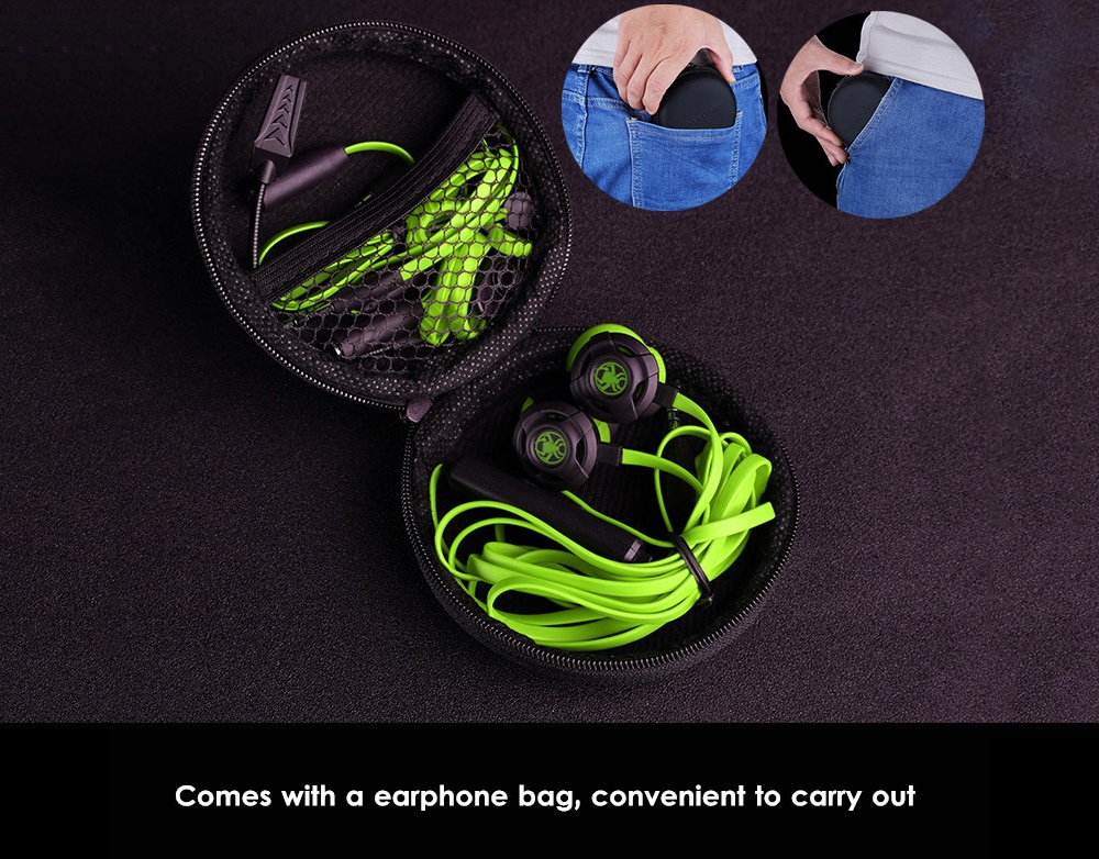 Plextone G30 Game Earphone Noise Cancelling Wired Control Earbuds with Mic for Phone Computer- Green