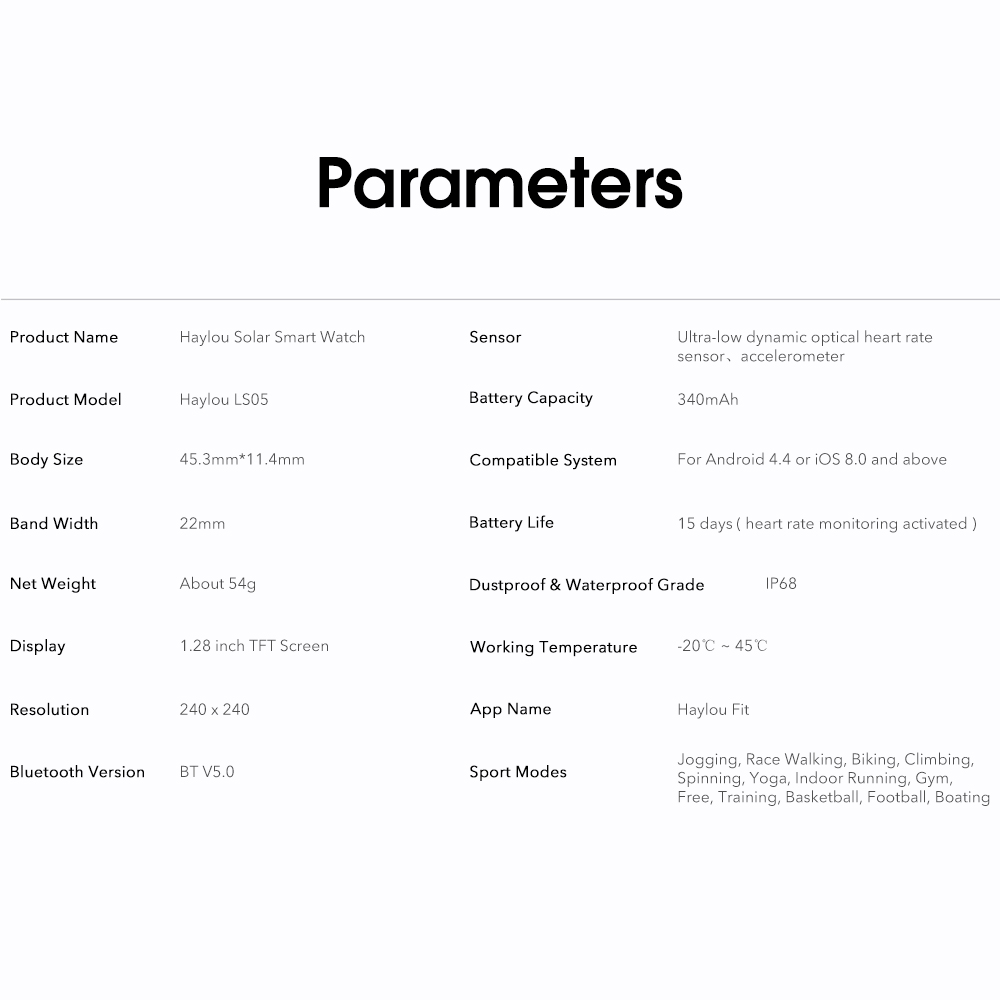 Original Haylou Smart Watch LS05 Global version – Black