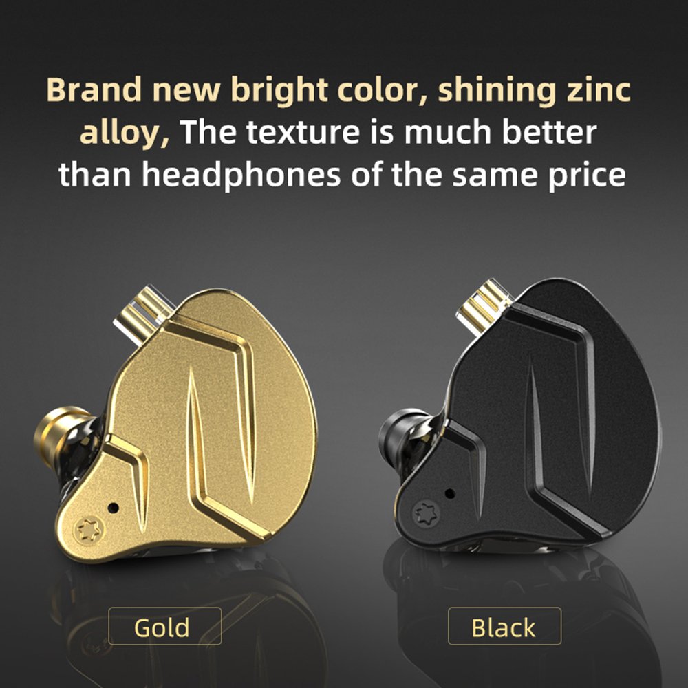 Original KZ ZSN PRO X Dual Driver Hybrid Metal Earphones - black