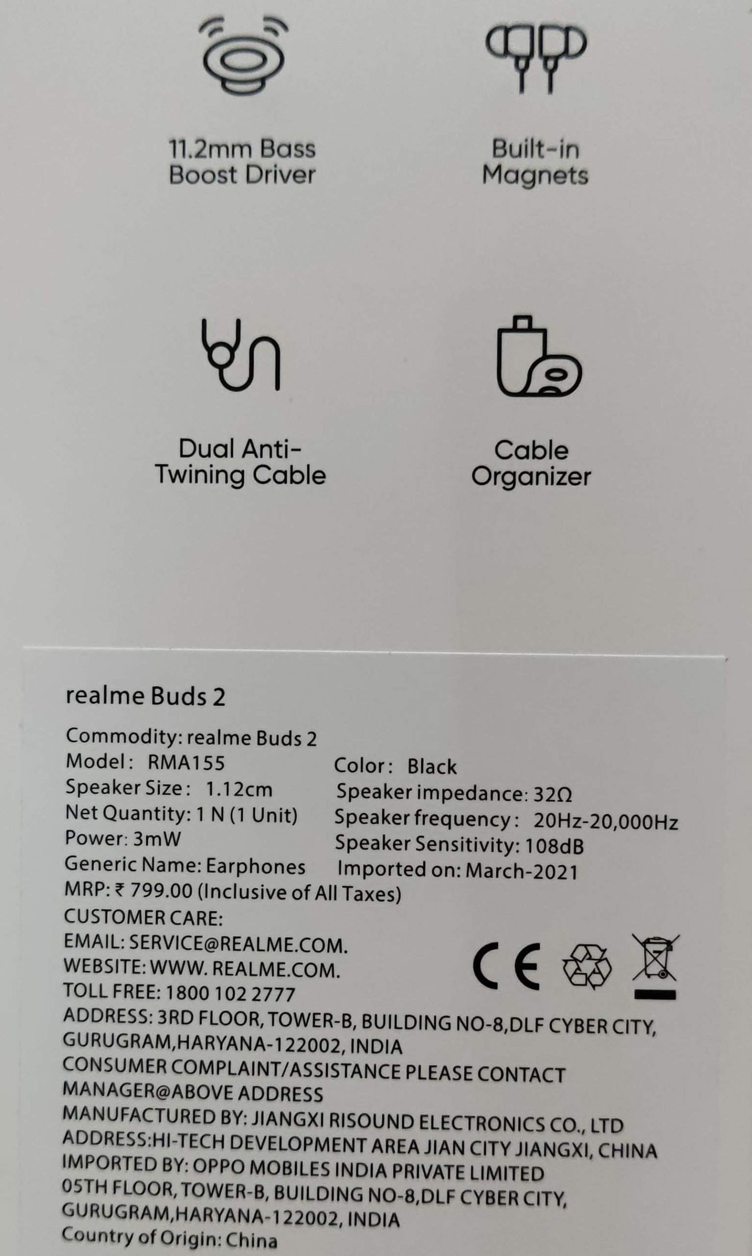 Original Realme Buds 2 Wired Earphones with mic – Black Original Realme Buds 2 Wired Earphones with mic – Black