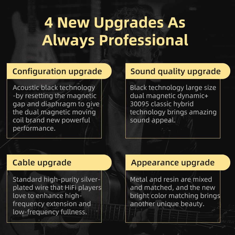 Original KZ ZSN PRO X Dual Driver Hybrid Metal Earphones - black