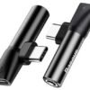 Original Baseus USB Type C to 3.5mm Jack Charging Extension Earphone Adapter - Black