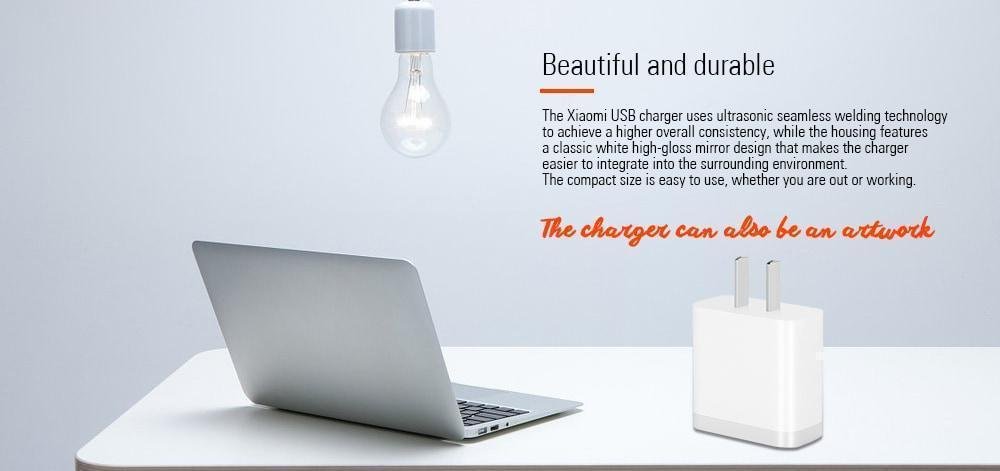 Original Mi Xiaomi 3A Charging Adapter with Micro USB Cable - White Original Mi Xiaomi 3A Charging Adapter with Micro USB Cable - White