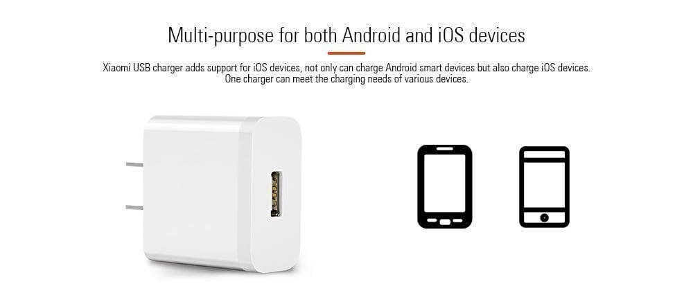 Original Mi Xiaomi 3A Charging Adapter with Micro USB Cable - White Original Mi Xiaomi 3A Charging Adapter with Micro USB Cable - White