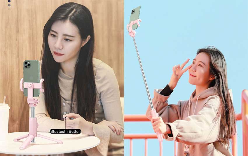 Original BASEUS LOVELY BLUETOOTH FOLDING BRACKET SELFIE STICK - BLACK Baseus-Wireless-Bluetooth-Selfie-Stick-p