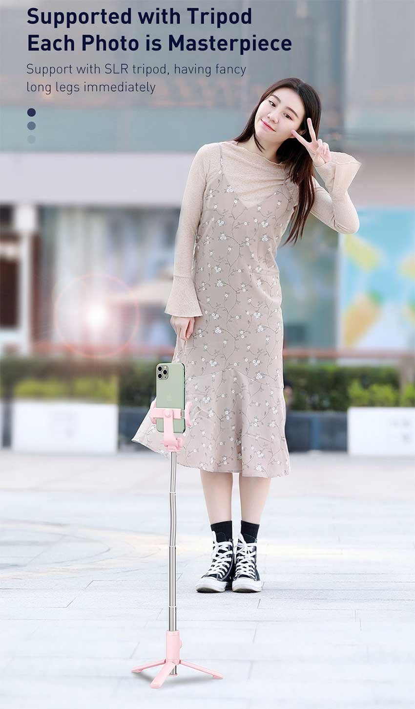 Original BASEUS LOVELY BLUETOOTH FOLDING BRACKET SELFIE STICK - BLACK Baseus-Wireless-Bluetooth-Selfie-Stick-p