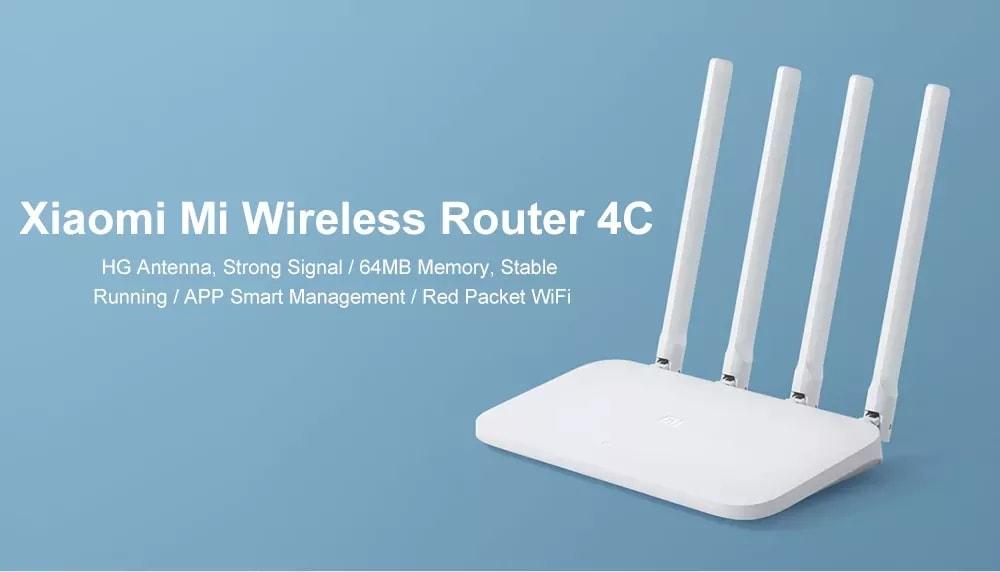 Original Xiaomi Mi WiFi Router 4C Global Version 300Mbps 4 Antennas Smart APP Control - White